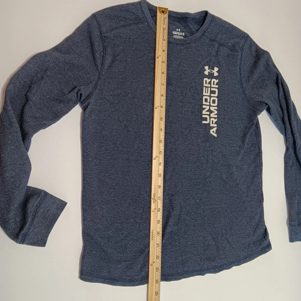 Under Armour Boys LG Gray Thermal Long Sleeve‎ Shirt Youth Large Athletic Fit E8